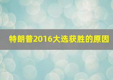 特朗普2016大选获胜的原因