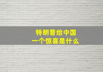 特朗普给中国一个惊喜是什么