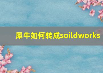 犀牛如何转成soildworks