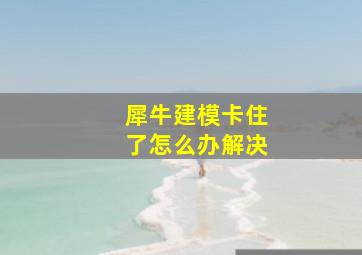 犀牛建模卡住了怎么办解决