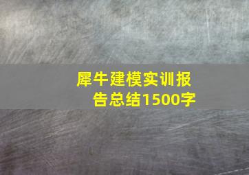 犀牛建模实训报告总结1500字