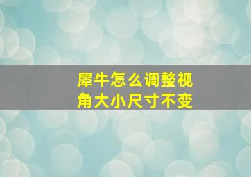 犀牛怎么调整视角大小尺寸不变