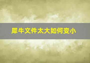 犀牛文件太大如何变小