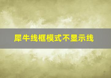 犀牛线框模式不显示线