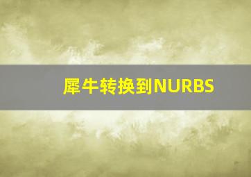 犀牛转换到NURBS