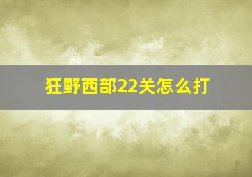 狂野西部22关怎么打