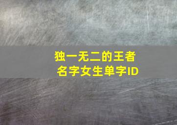 独一无二的王者名字女生单字ID