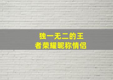 独一无二的王者荣耀昵称情侣