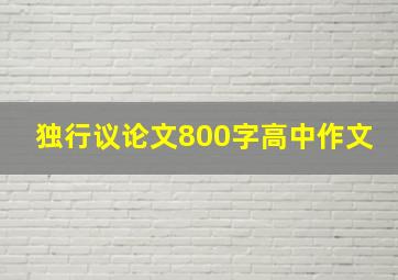 独行议论文800字高中作文