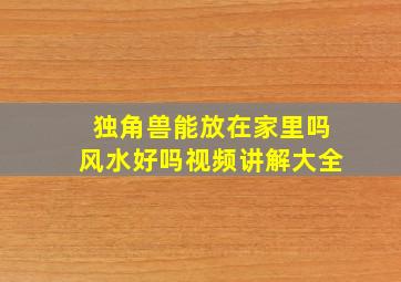 独角兽能放在家里吗风水好吗视频讲解大全