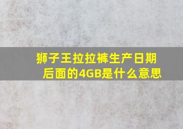 狮子王拉拉裤生产日期后面的4GB是什么意思