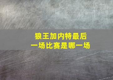 狼王加内特最后一场比赛是哪一场