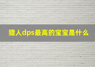 猎人dps最高的宝宝是什么