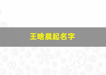 王啥晨起名字