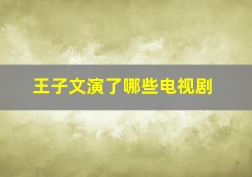 王子文演了哪些电视剧