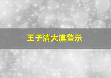 王子清大漠警示