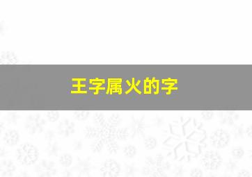 王字属火的字