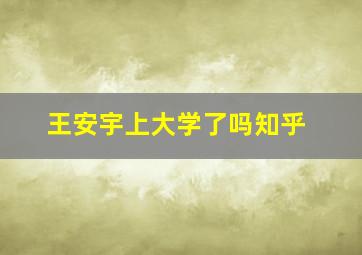 王安宇上大学了吗知乎