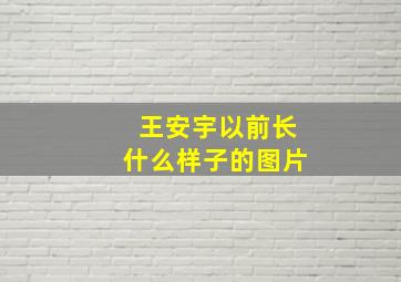 王安宇以前长什么样子的图片