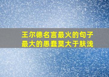 王尔德名言最火的句子最大的愚蠢莫大于肤浅