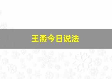 王燕今日说法