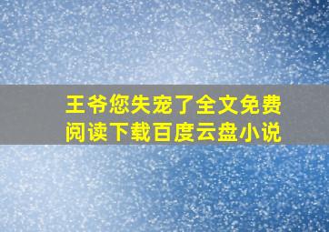 王爷您失宠了全文免费阅读下载百度云盘小说