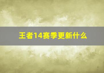 王者14赛季更新什么