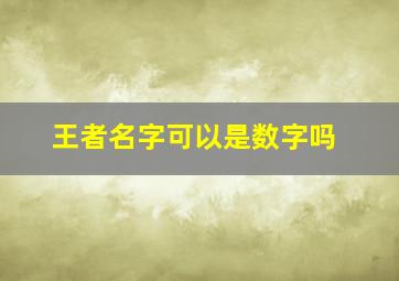 王者名字可以是数字吗