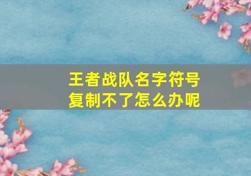 王者战队名字符号复制不了怎么办呢