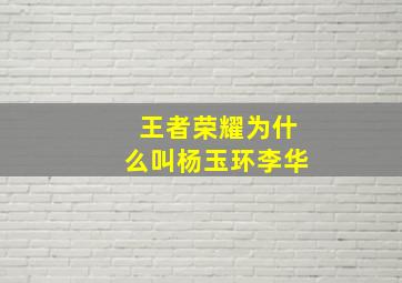 王者荣耀为什么叫杨玉环李华