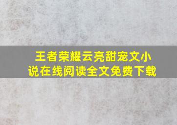 王者荣耀云亮甜宠文小说在线阅读全文免费下载