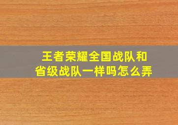 王者荣耀全国战队和省级战队一样吗怎么弄