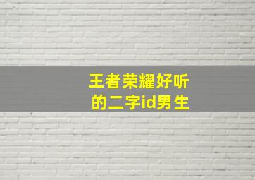 王者荣耀好听的二字id男生