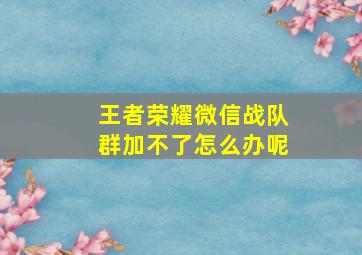 王者荣耀微信战队群加不了怎么办呢