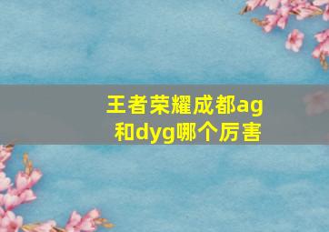 王者荣耀成都ag和dyg哪个厉害