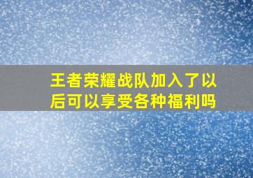 王者荣耀战队加入了以后可以享受各种福利吗