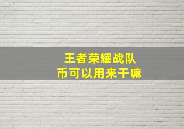 王者荣耀战队币可以用来干嘛