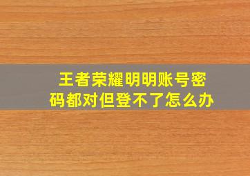 王者荣耀明明账号密码都对但登不了怎么办