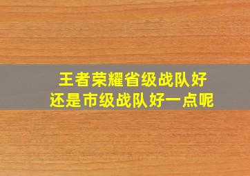 王者荣耀省级战队好还是市级战队好一点呢