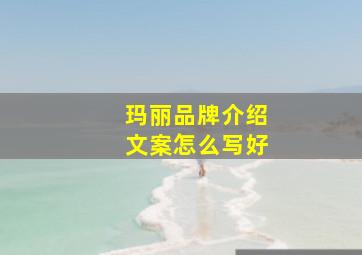 玛丽品牌介绍文案怎么写好