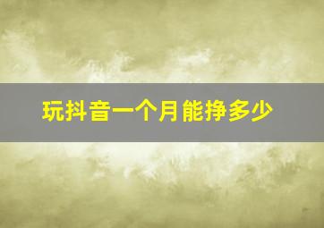 玩抖音一个月能挣多少