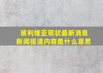 玻利维亚现状最新消息新闻报道内容是什么意思