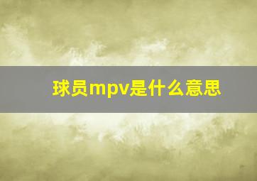 球员mpv是什么意思