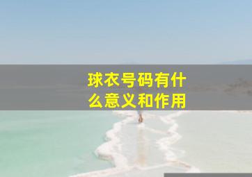 球衣号码有什么意义和作用