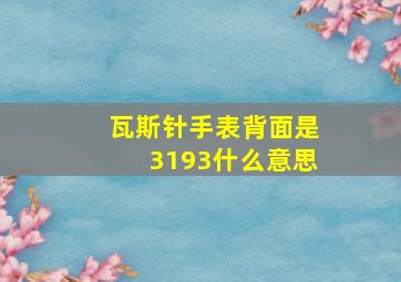 瓦斯针手表背面是3193什么意思