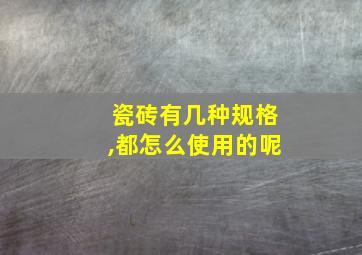 瓷砖有几种规格,都怎么使用的呢