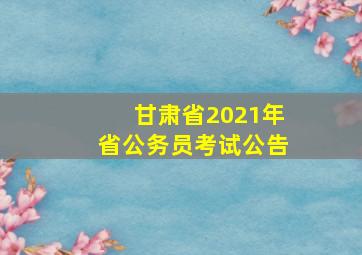 甘肃省2021年省公务员考试公告