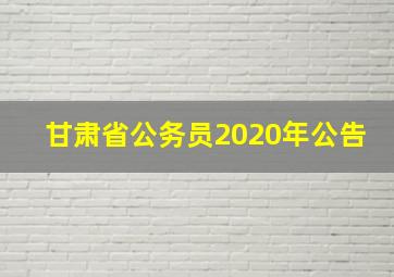 甘肃省公务员2020年公告