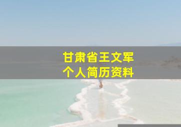 甘肃省王文军个人简历资料