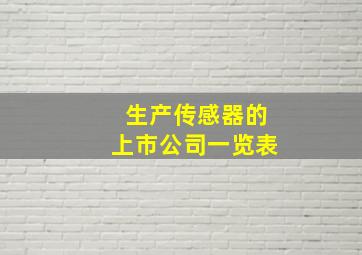 生产传感器的上市公司一览表